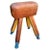 A Pommel Horse Beautifully Patinated in leather. The wooden legs and Blue metal Sabots with rings give this French piece a...