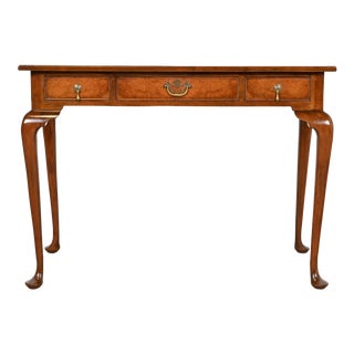 Kittinger Queen Anne Burled Walnut Writing Desk or Console Table, Circa 1960s For Sale