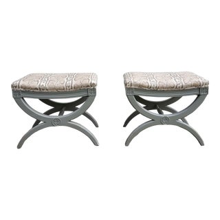 Vintage X Benches Pair For Sale