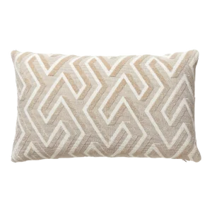 The House of Scalamandré Maze Velvet Lumbar Pillow, Latte