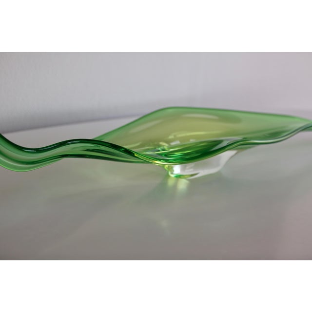 Lime Large Hand Blown Crystal Centerpiece Representing a Bean from Val-Saint-Lambert, 1960s For Sale - Image 8 of 8