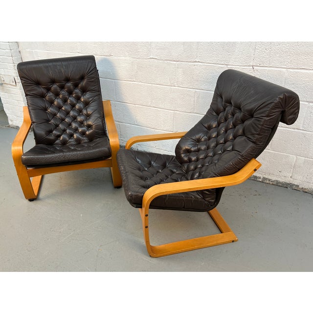 Mid-Century Modern Vintage Ikea "Poem" Chairs Attributed to Noboru Nakamura For Sale - Image 3 of 16