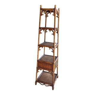 Chinoiserie Style Bamboo and Rattan Etagere For Sale