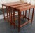 Exceptionally crafted sturdy set of three Mid-Century Swedish Modern nesting or stacking tables showcasing the functional...