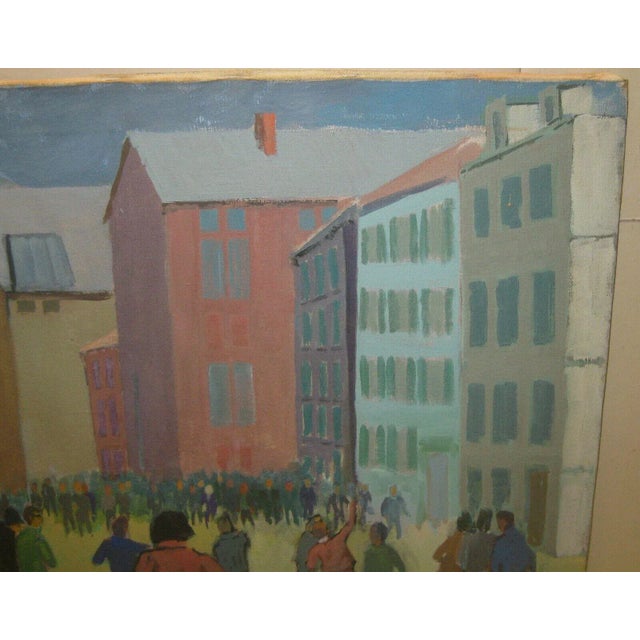 Yellow Labor Strike Painting by Volney Crosswell For Sale - Image 8 of 11