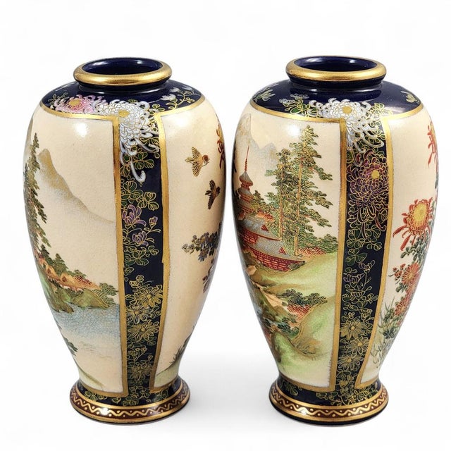 Japanese Tashiro Satsuma-Style Vases, 1920s, Set of 2 For Sale - Image 3 of 11