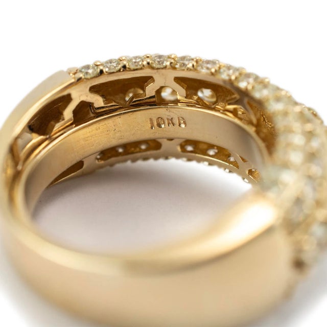 Ladies 10k Yellow Gold Five Rowith Half Eternity Diamond Wedding Band ...