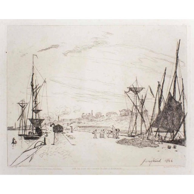 Johan Barthold Jongkind, View of the Port and Railway at Honfleur, 1860, Etching For Sale