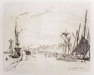 Johan Barthold Jongkind, View of the Port and Railway at Honfleur, 1860, Etching