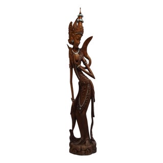 Large Balinese Hand-Carved Coromandel Wooden Sculpture of Dancer, Indonesia, 1920s-1940s For Sale