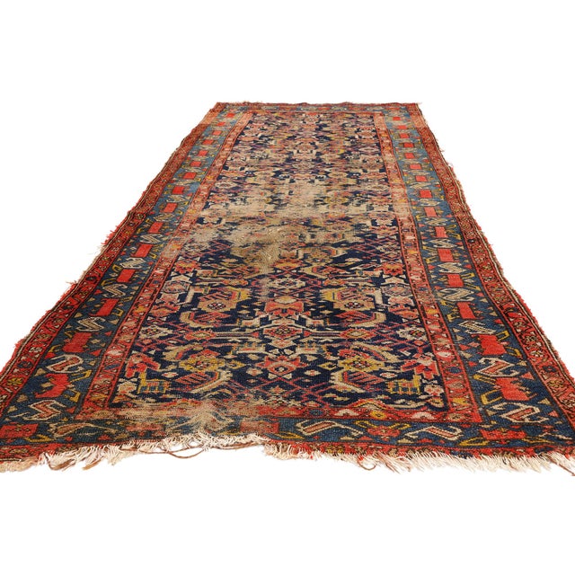 Rustic Late 19th Century Persian Malayer Rug, 03'11 X 09'10 For Sale - Image 3 of 10