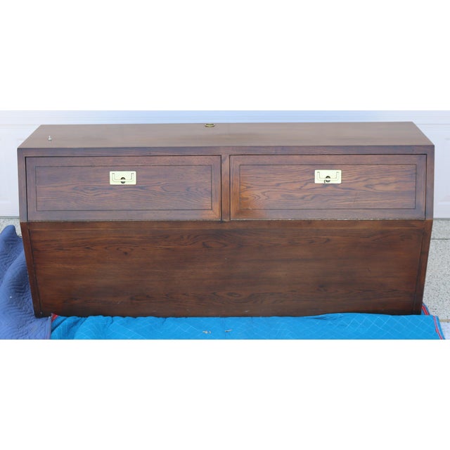 Brown Henredon One Scene Queen Size Headboard With 2 Armoires Bridge Rails 2 Mirrors For Sale - Image 8 of 13