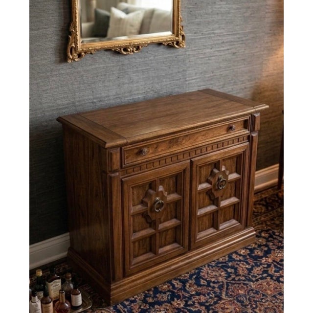 Vintage Carved Wooden Bar Cabinet With Drop-Leaf Extensions. For Sale In Phoenix - Image 6 of 12