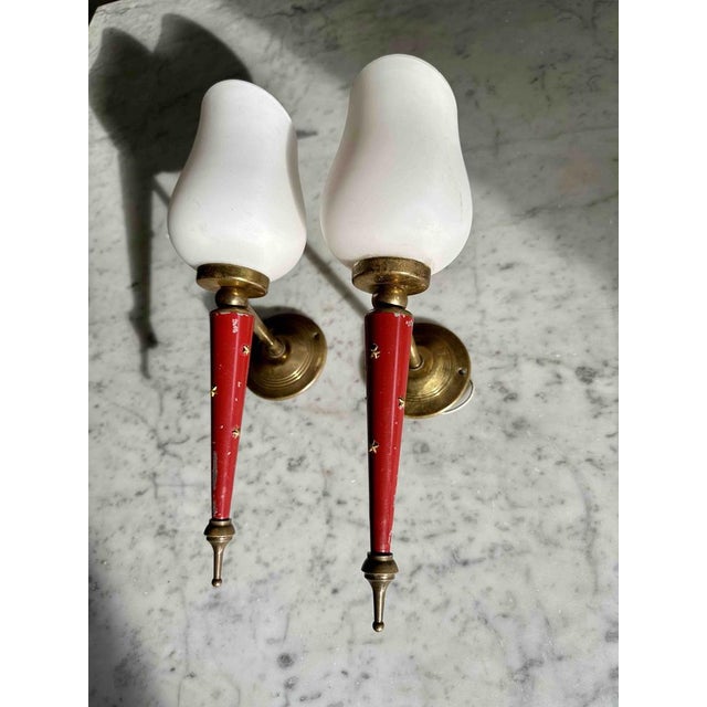 French Neoclassical Wall Sconces in the style of Maison Arlus, Set of 2 For Sale - Image 11 of 18