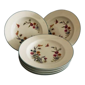 Vintage Jardin by Andrea " Sedek" Pattern Porcelain Soup Bowls S/6