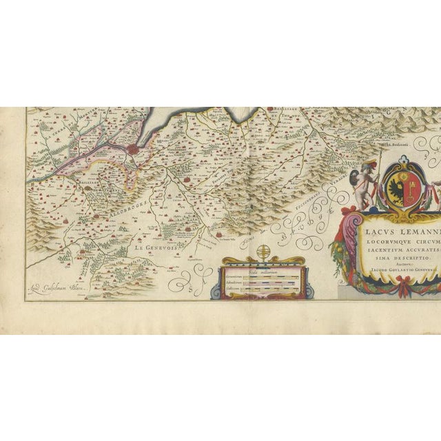 Antique Atlas Map of Geneva and Léman from Blaeu, 1642 For Sale - Image 4 of 10