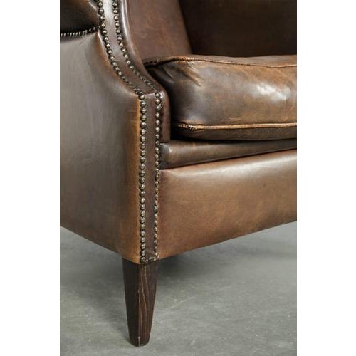 Large Club Chair in Sheepskin Leather For Sale - Image 10 of 12