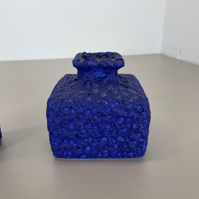Abstract Colorful Pottery Blue Vase from Silberdistel, W. Germany, 1970s For Sale - Image 11 of 18