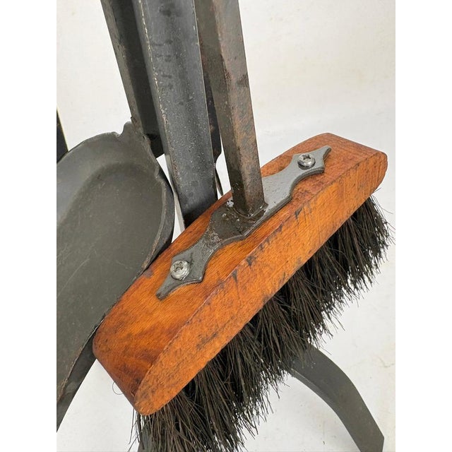 Metal Brass and Iron Fire Tools on Stand, France, 1950, Set of 3 For Sale - Image 7 of 11