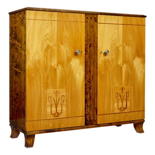 Art Deco Scandinavian Elm and Birch Cabinet, 1940 For Sale