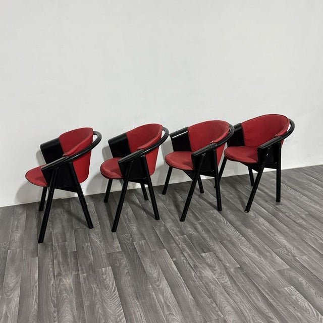 Modern Chairs in Lacquered Wood and Fabric from Pozzi & Verga, 1970s, Set of 4 For Sale - Image 3 of 18