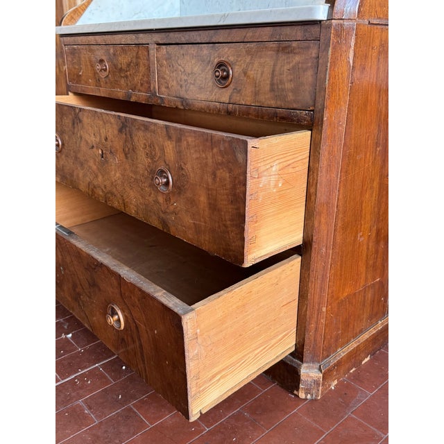 Vintage Chest of Drawers in Walnut with Marble Top, 1930s For Sale - Image 9 of 14