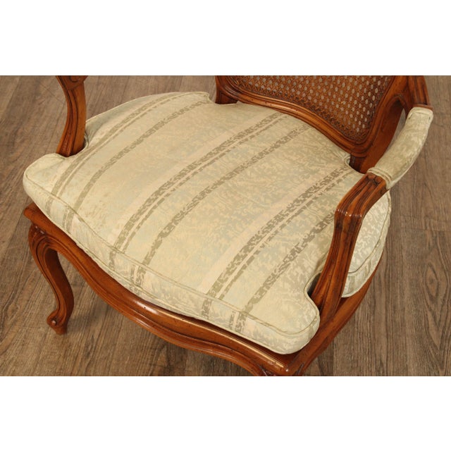 French Louis XV Style Carved Frame and Caned Fauteuil Armchair For Sale - Image 9 of 12