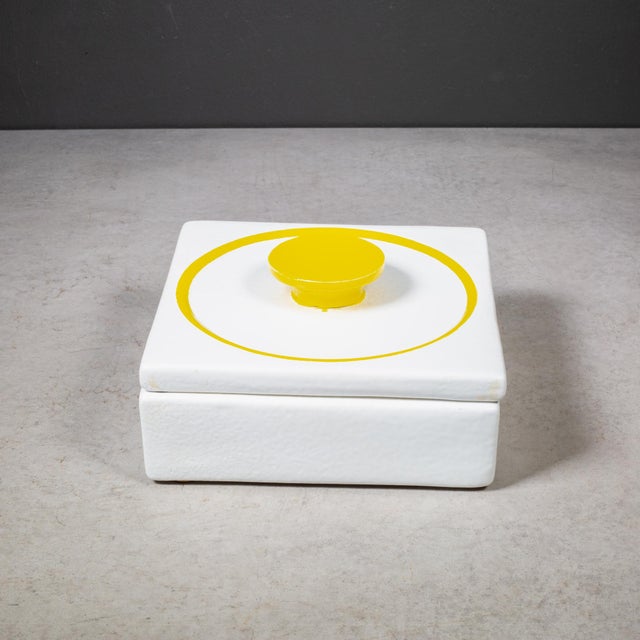ABOUT A vintage white and yellow ceramic dish with original label. CREATOR Baldelli, Italy. DATE OF MANUFACTURE...
