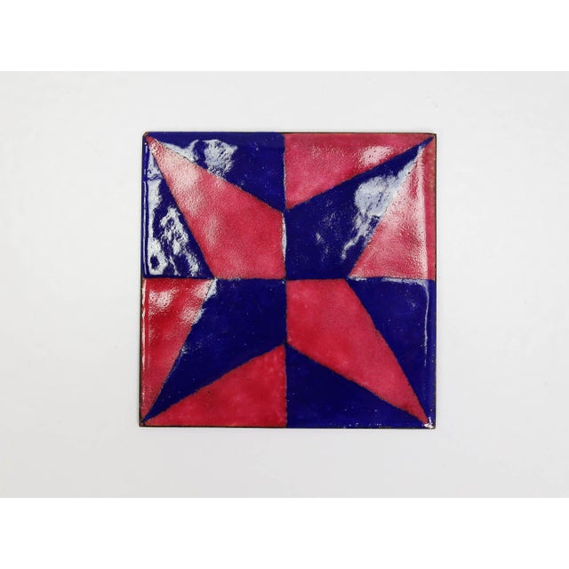 1950s Small Square Enameled Metals attributed to Ettore Sottsass for Il Sestante, Italy, 1958, Set of 2 For Sale - Image 5 of 7