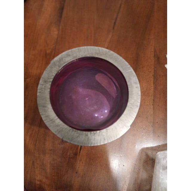 Metal Vintage Murano Glass and Metal Vase, 1970s For Sale - Image 7 of 8