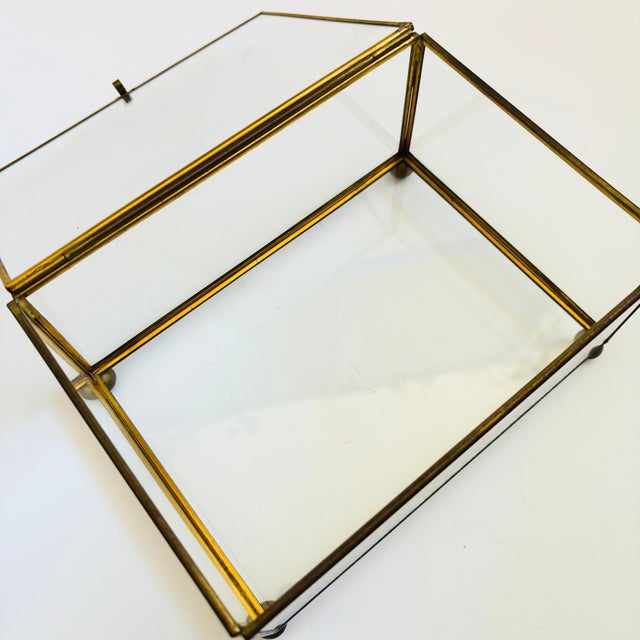 Late 20th Century Vintage Glass and Brass Box For Sale - Image 5 of 9