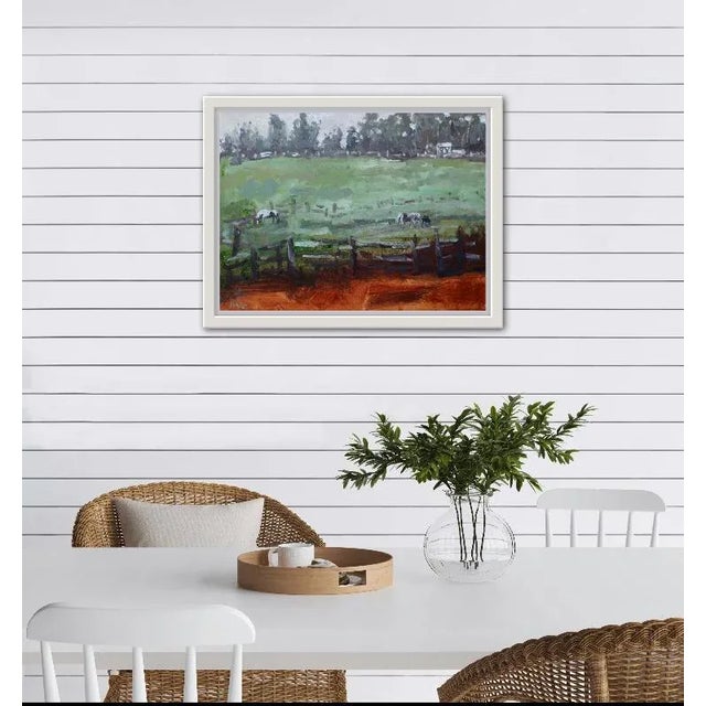 Contemporary Horses in Field, Expressionist Landscape Oil Painting For Sale - Image 3 of 6