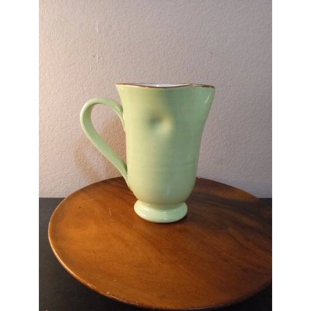 Ceramic Vintage Vietri Italy Ceramic Green Dimpled Pitcher For Sale - Image 7 of 7
