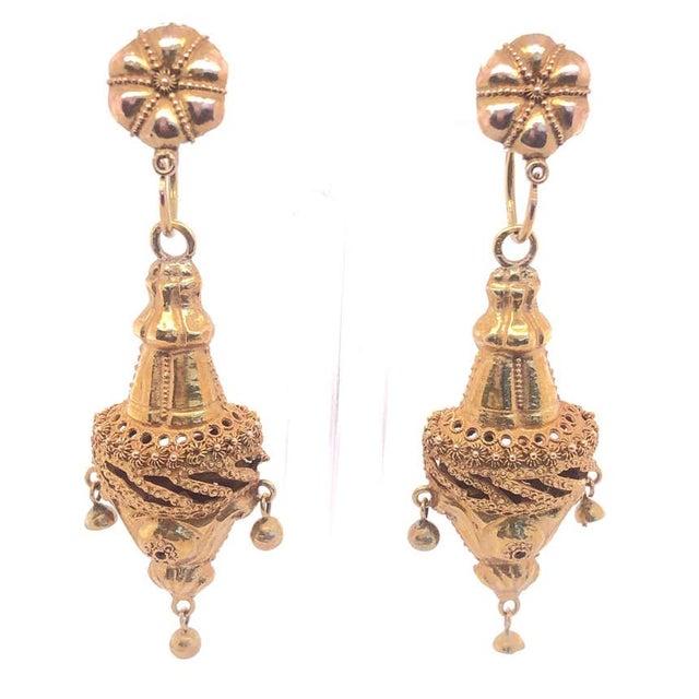 Gold 14 Karat Yellow Gold Early 20th Century Victorian Earrings For Sale - Image 8 of 11
