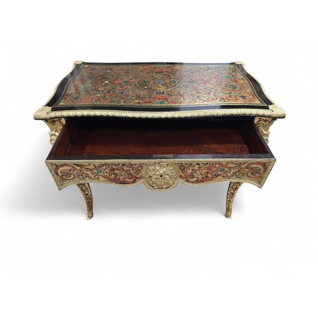 French Boulle Style with Marquetry and Gilt Side Table, 1800 For Sale - Image 9 of 13