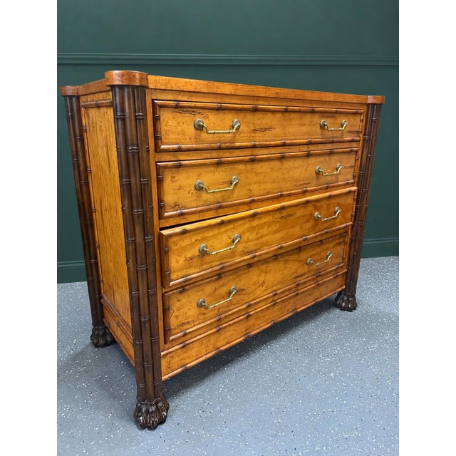Traditional Late 20th Century Aesthetic Style Faux Bamboo Chest of Drawers For Sale - Image 3 of 12
