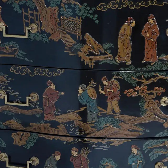 Drexel Heritage 1980s Drexel Heritage Chinoiserie Decorated & Gilt Commode For Sale - Image 4 of 13
