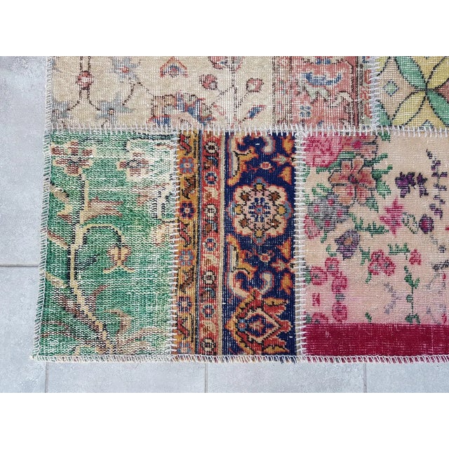 Green Natural Vintage Oushak Kitchen Rug For Sale - Image 8 of 10