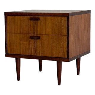 Rosewood Nightstand Side Table With Two Drawers Made in Denmark Mid-Century Modern 1960s For Sale