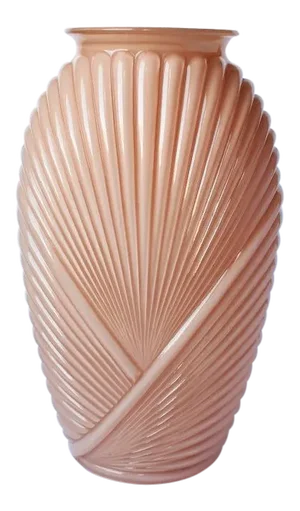 1980's Faceted Geometric Pink Art Deco Draped Glass Vase