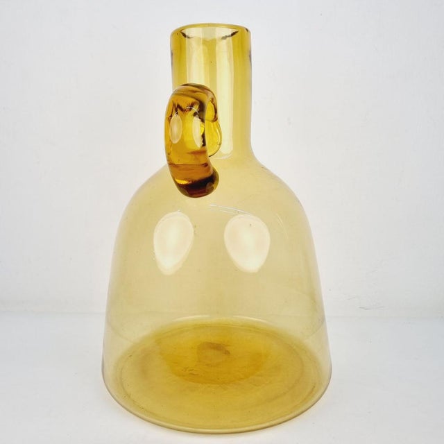 1970s Amber Handcrafted Glass Vase, 1970s For Sale - Image 5 of 16