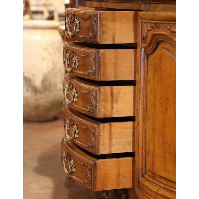 Early 20th C. French Louis XV Marble Top Carved Walnut Four-Door Buffet Enfilade For Sale - Image 12 of 14