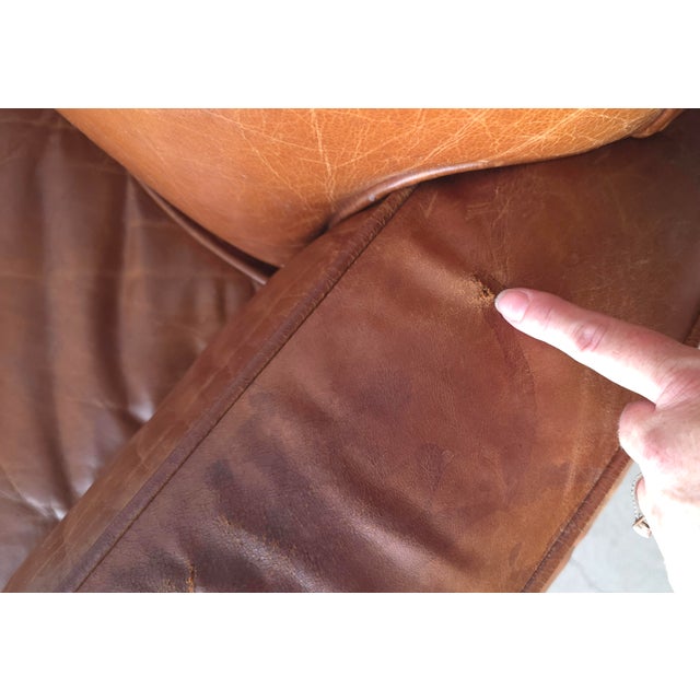 Art Deco European Style Patinated Leather Club Chair For Sale - Image 9 of 9