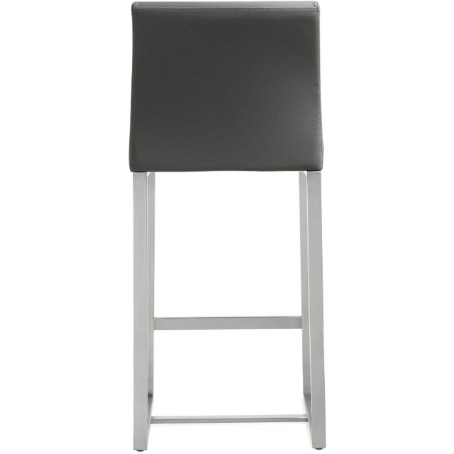 2020s Denmark Grey Vegan Leather & Steel Counter Stools - Set of 2 For Sale - Image 5 of 12