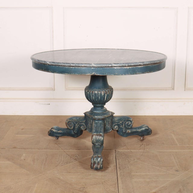 French Painted Gueridon with Marble Top For Sale - Image 9 of 9