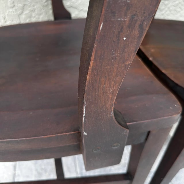 Vintage Wood Courthouse Chairs by Monroe Benbrook & Co. Chicago Set of 2 For Sale - Image 11 of 12