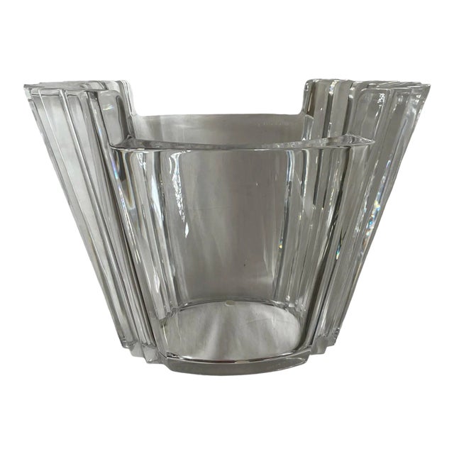1990s Orrefors Crystal Art Deco Style Vase For Sale