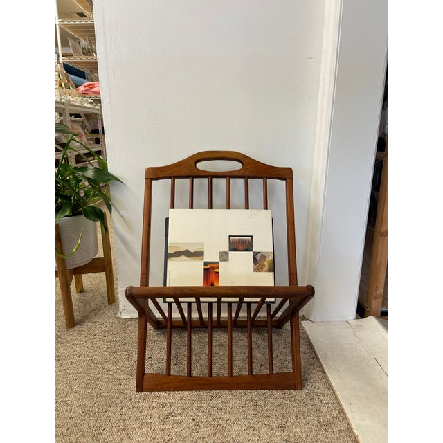 Wood Vintage Mid-Century Modern Solid Walnut Magazine Rack Attributed to Arthur Umanoff For Sale - Image 7 of 8