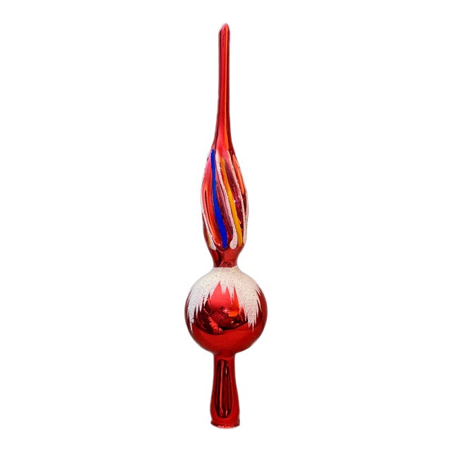 Mid-20th Century Red Mercury Blown Glass Tree Topper For Sale