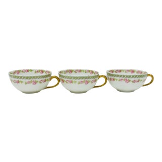 Antique Limoges Porcelain Teacups - Set of 3 For Sale